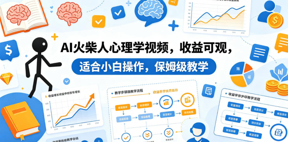 AI火柴人心理学视频，收益可观，适合小白操作，保姆级教学-创业网 - 最新网络创业项目与实战营销教程平台 | cye.cc