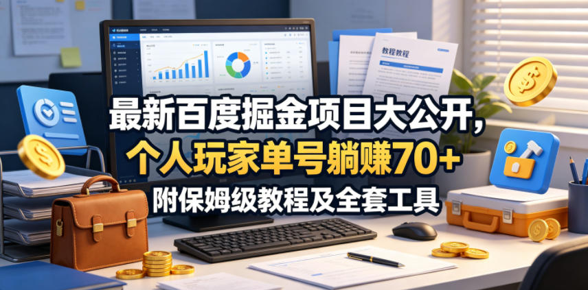 最新百度掘金项目大公开，个人玩家单号躺賺70+，附保姆级教程及全套工具【揭秘】-创业网 - 最新网络创业项目与实战营销教程平台 | cye.cc