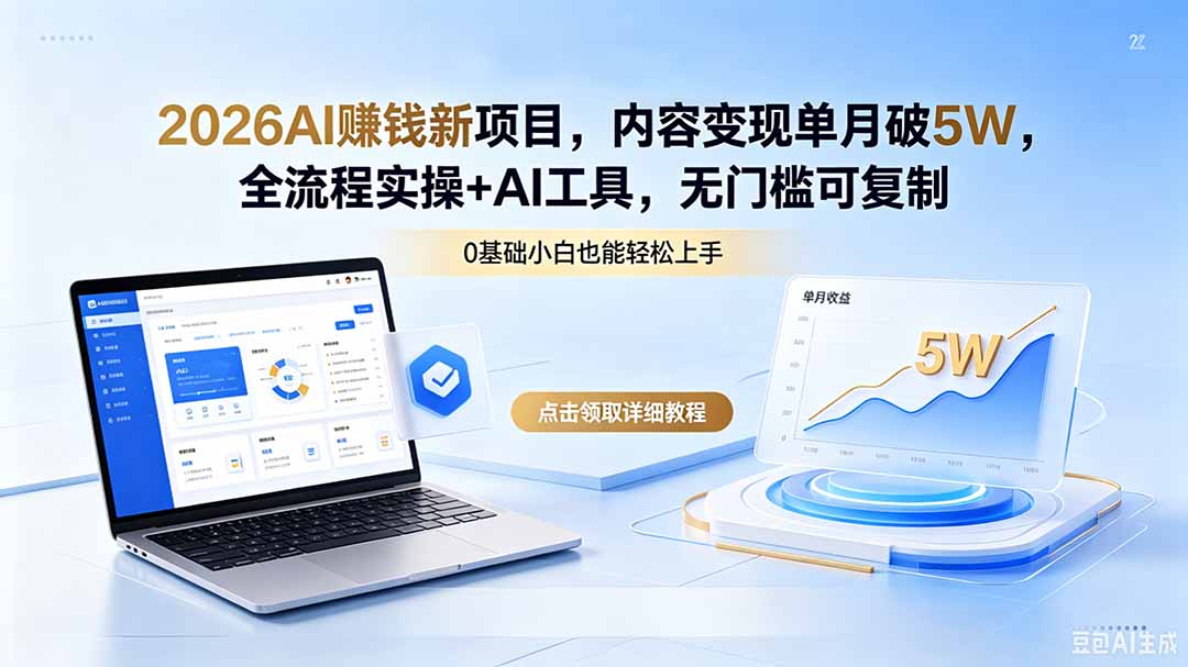 2026AI赚钱新项目，内容变现单月破5W，全流程实操+AI工具，无门槛可复制-创业网 - 最新网络创业项目与实战营销教程平台 | cye.cc