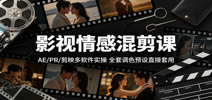 影视情感混剪课：AE/PR/剪映多软件实操，全套调色预设直接套用-创业网 - 最新网络创业项目与实战营销教程平台 | cye.cc
