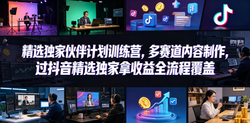 小豁食堂精选独家伙伴计划训练营，多赛道内容制作，过抖音精选独家拿收益全流程覆盖-创业网 - 最新网络创业项目与实战营销教程平台 | cye.cc
