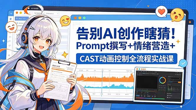 告别AI创作瞎猜！Prompt撰写+情绪营造+CAST动画控制全流程实战课-创业网 - 最新网络创业项目与实战营销教程平台 | cye.cc