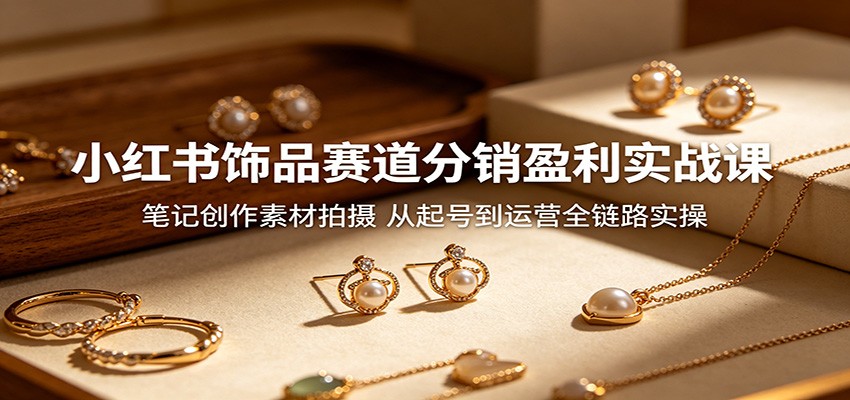 小红书饰品赛道分销盈利实战课：笔记创作素材拍摄，从起号到运营全链路实操-创业网 - 最新网络创业项目与实战营销教程平台 | cye.cc