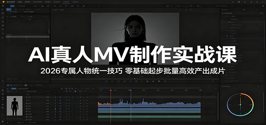 AI真人MV制作实战课：2026专属人物统一技巧，零基础起步批量高效产出成片-创业网 - 最新网络创业项目与实战营销教程平台 | cye.cc