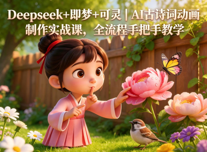 Deepseek+即梦+可灵｜AI古诗词动画制作实战课，全流程手把手教学-创业网 - 最新网络创业项目与实战营销教程平台 | cye.cc