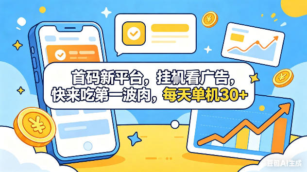 首码新平台，挂G自动看广告，快来吃第一波肉，每天单机30+，可矩阵放大【揭秘】-创业网 - 最新网络创业项目与实战营销教程平台 | cye.cc