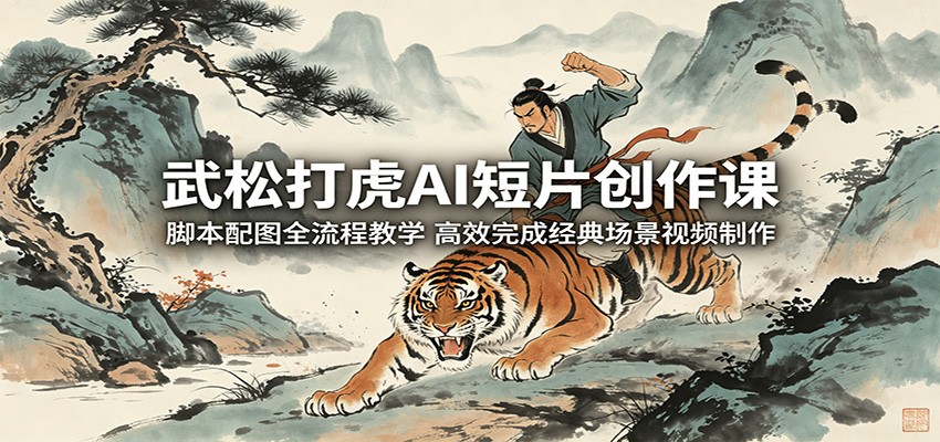 武松打虎AI短片创作课：脚本配图全流程教学，高效完成经典场景视频制作-创业网 - 最新网络创业项目与实战营销教程平台 | cye.cc