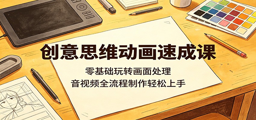 创意思维动画速成课：零基础玩转画面处理，音视频全流程制作轻松上手-创业网 - 最新网络创业项目与实战营销教程平台 | cye.cc