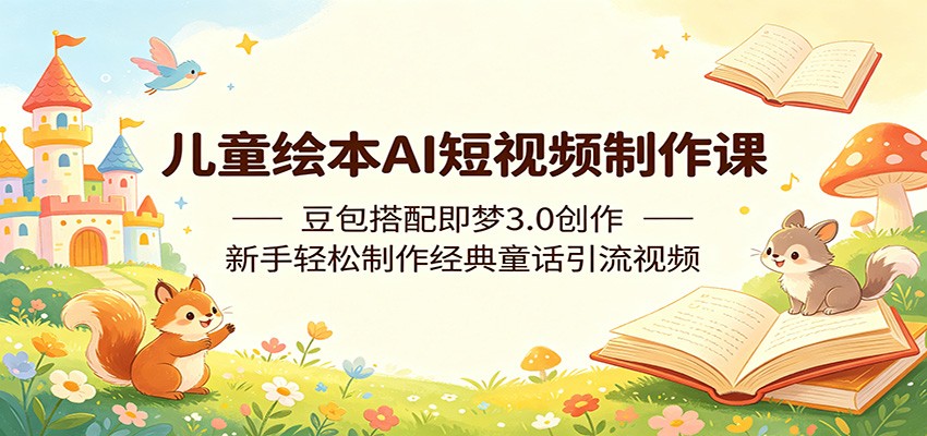 儿童绘本AI短视频制作课：豆包搭配即梦3.0创作，新手轻松制作经典童话引流视频-创业网 - 最新网络创业项目与实战营销教程平台 | cye.cc