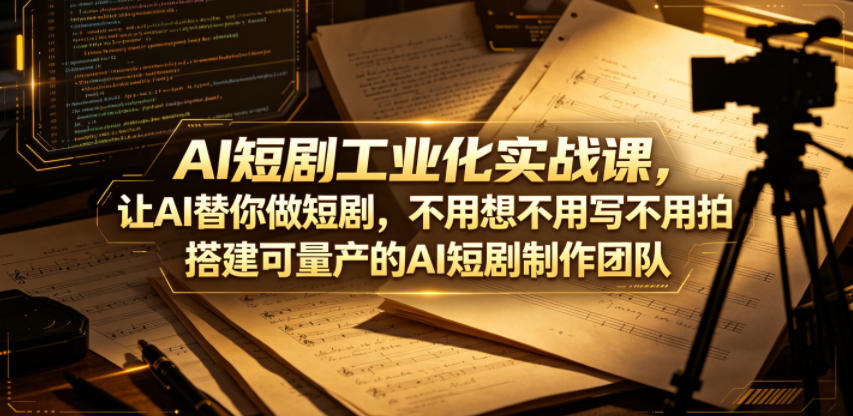 AI短剧工业化实战课，让AI替你做短剧，不用想不用写不用拍，搭建可量产的AI短剧制作团队-创业网 - 最新网络创业项目与实战营销教程平台 | cye.cc