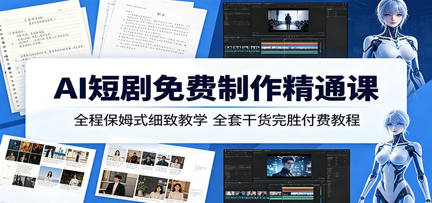 AI短剧免费制作精通课：全程保姆式细致教学，全套干货完胜付费教程-创业网 - 最新网络创业项目与实战营销教程平台 | cye.cc