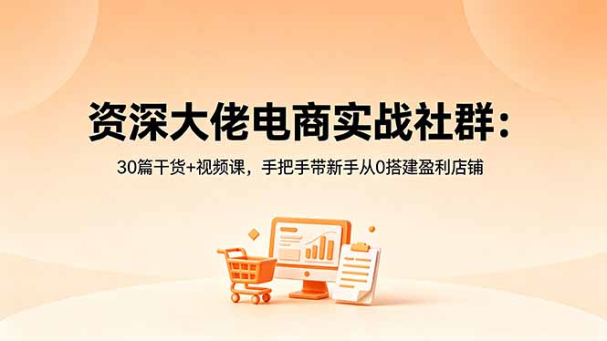 资深大佬电商实战社群：30篇干货+视频课，手把手带新手从0搭建盈利店铺-创业网 - 最新网络创业项目与实战营销教程平台 | cye.cc