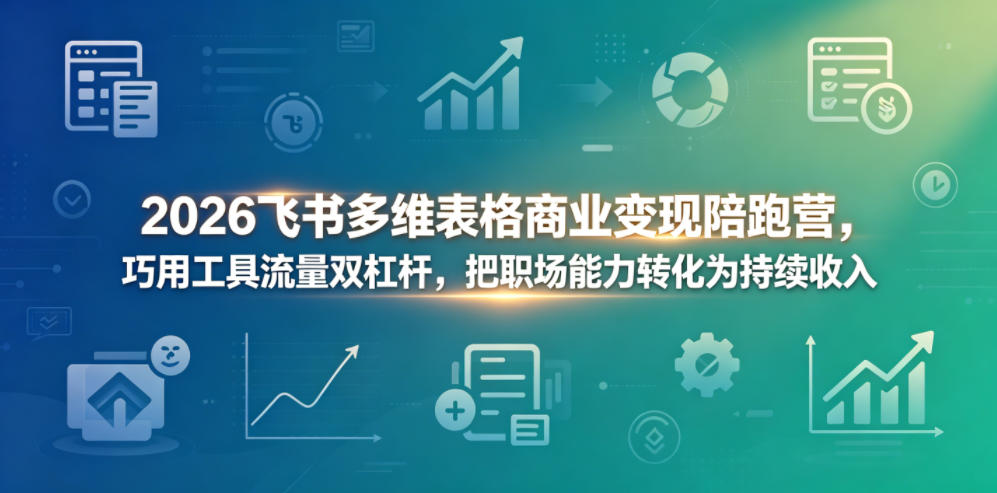 2026飞书多维表格商业变现陪跑营，巧用工具流量双杠杆，把职场能力转化为持续收入-创业网 - 最新网络创业项目与实战营销教程平台 | cye.cc