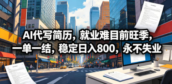 AI代写简历，就业难目前旺季，一单一结，稳定日入800，永不失业-创业网 - 最新网络创业项目与实战营销教程平台 | cye.cc