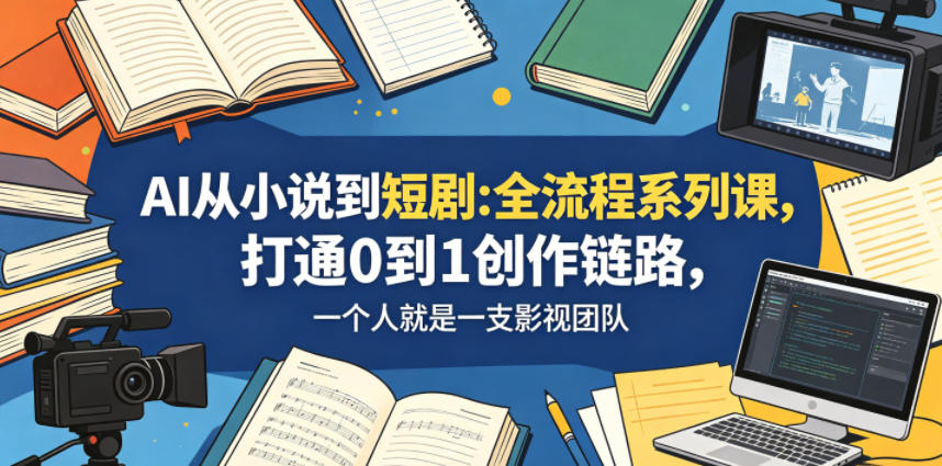 AI从小说到短剧全流程系列课，打通0到1创作链路，一个人就是一支影视团队-创业网 - 最新网络创业项目与实战营销教程平台 | cye.cc