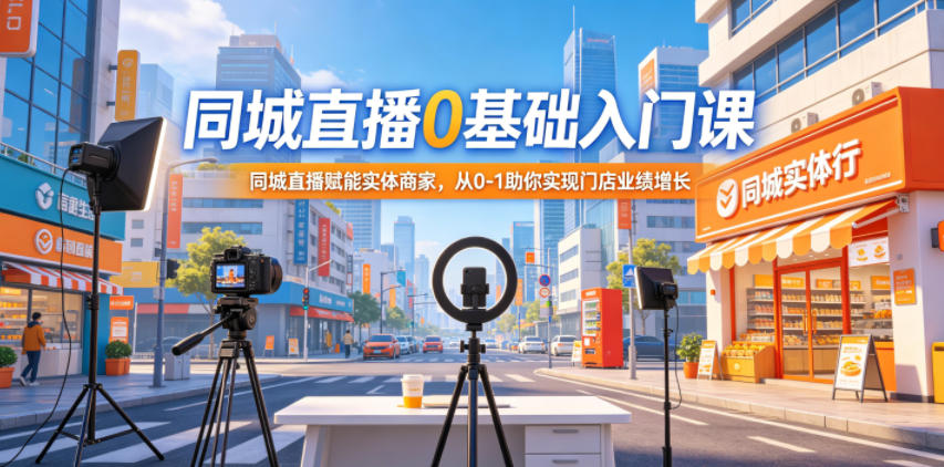 同城直播0基础入门课，同城直播赋能实体商家，从0-1助你实现门店业绩增长-创业网 - 最新网络创业项目与实战营销教程平台 | cye.cc