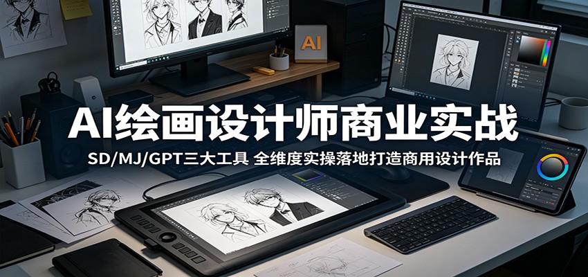 AI绘画设计师商业实战：SD/MJ/GPT三大工具，全维度实操落地打造商用设计作品-创业网 - 最新网络创业项目与实战营销教程平台 | cye.cc