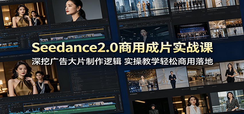 Seedance2.0商用成片实战课：深挖广告大片制作逻辑，实操教学轻松商用落地-创业网 - 最新网络创业项目与实战营销教程平台 | cye.cc