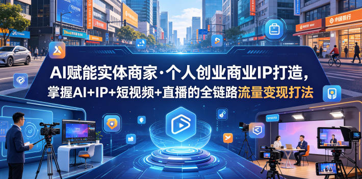 AI赋能实体商家·个人创业商业IP打造，掌握AI+IP+短视频+直播的全链路流量变现打法-创业网 - 最新网络创业项目与实战营销教程平台 | cye.cc