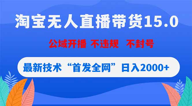 淘宝无人直播带货15.0，不封号，不违规，公域玩法，首发全网日入2000+-创业网 - 最新网络创业项目与实战营销教程平台 | cye.cc
