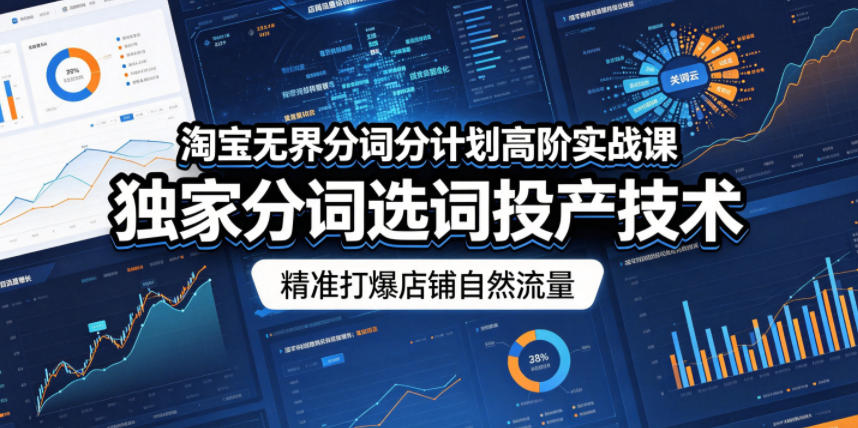 淘宝无界分词分计划高阶实战课，独家分词选词投产技术，精准打爆店铺自然流量-创业网 - 最新网络创业项目与实战营销教程平台 | cye.cc