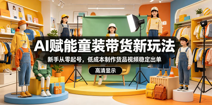 AI赋能童装带货新玩法，新手从零起号，低成本制作货品视频稳定出单-创业网 - 最新网络创业项目与实战营销教程平台 | cye.cc
