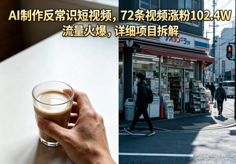 AI制作反常识短视频，72条视频涨粉102.4W，流量火爆，详细项目拆解-创业网 - 最新网络创业项目与实战营销教程平台 | cye.cc