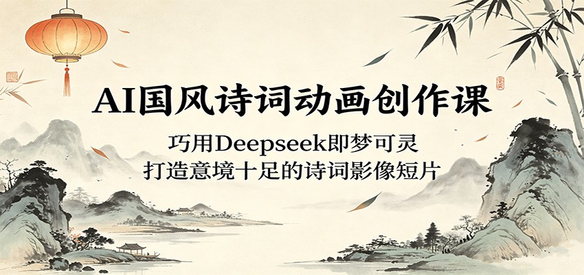 AI国风诗词动画创作课：巧用Deepseek即梦可灵，打造意境十足的诗词影像短片-创业网 - 最新网络创业项目与实战营销教程平台 | cye.cc