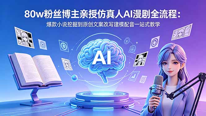 80w粉丝博主亲授仿真人AI漫剧全流程：爆款小说挖掘到原创文案改写建模配音一站式教学-创业网 - 最新网络创业项目与实战营销教程平台 | cye.cc