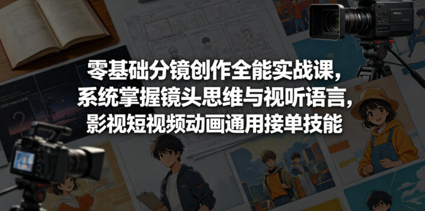 零基础分镜创作全能实战课，系统掌握镜头思维与视听语言，影视短视频动画通用接单技能-创业网 - 最新网络创业项目与实战营销教程平台 | cye.cc