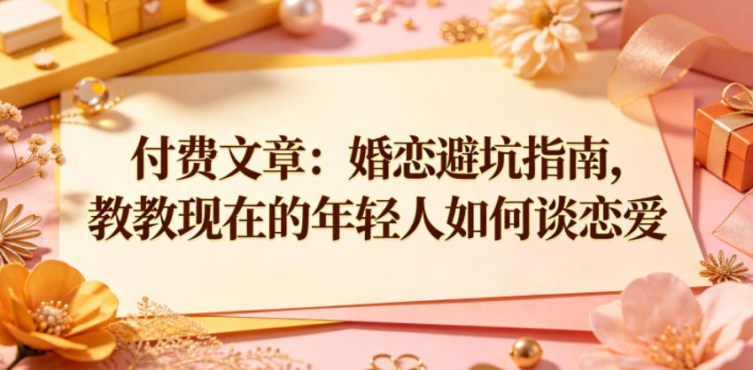 付费文章：婚恋避坑指南，教教现在的年轻人如何谈恋爱-创业网 - 最新网络创业项目与实战营销教程平台 | cye.cc