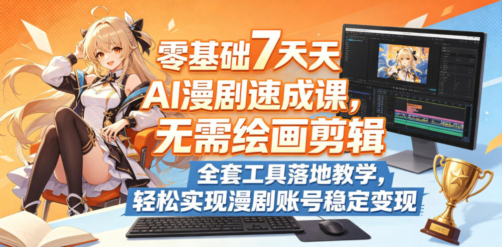 零基础7天AI漫剧速成课，无需绘画剪辑，全套工具落地教学，轻松实现漫剧账号稳定变现-创业网 - 最新网络创业项目与实战营销教程平台 | cye.cc