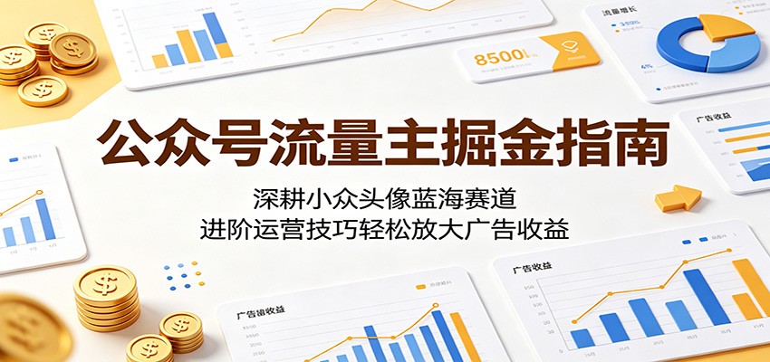 公众号流量主掘金指南：深耕小众头像蓝海赛道，进阶运营技巧轻松放大广告收益-创业网 - 最新网络创业项目与实战营销教程平台 | cye.cc