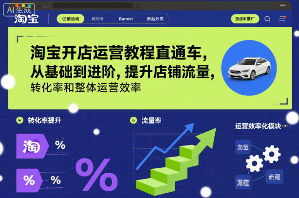 淘宝开店运营教程直通车，从基础到进阶，提升店铺流量，转化率和整体运营效率(更新26年05月27日)-创业网 - 最新网络创业项目与实战营销教程平台 | cye.cc