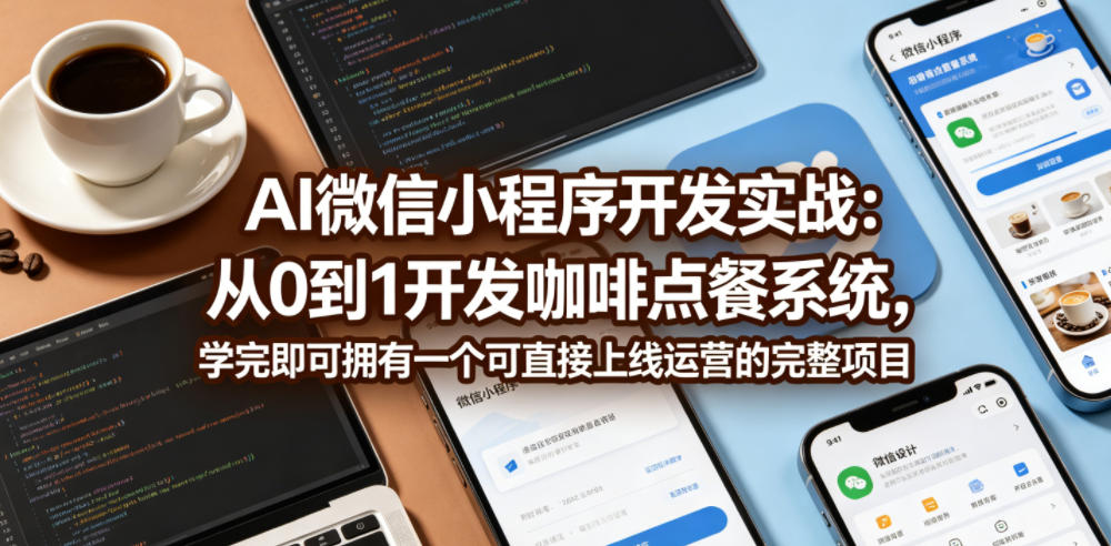 AI微信小程序开发实战：从0到1开发咖啡点餐系统，学完即可拥有一个可直接上线运营的完整项目-创业网 - 最新网络创业项目与实战营销教程平台 | cye.cc