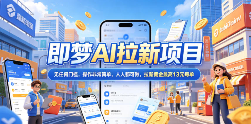 2026年即梦AI拉新项目最新玩法，无任何门槛，操作非常简单，人人都可做，拉新佣金最高13元每单-创业网 - 最新网络创业项目与实战营销教程平台 | cye.cc