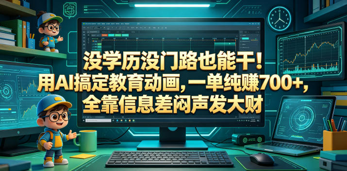 没学历没门路也能干！用AI搞定教育动画，一单纯賺700+，全靠信息差闷声发大财【揭秘】-创业网 - 最新网络创业项目与实战营销教程平台 | cye.cc