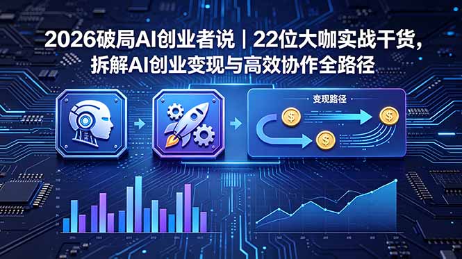 2026 破局 AI 创业者说｜22 位大咖实战干货，拆解 AI 创业变现与高效协作全路径-创业网 - 最新网络创业项目与实战营销教程平台 | cye.cc