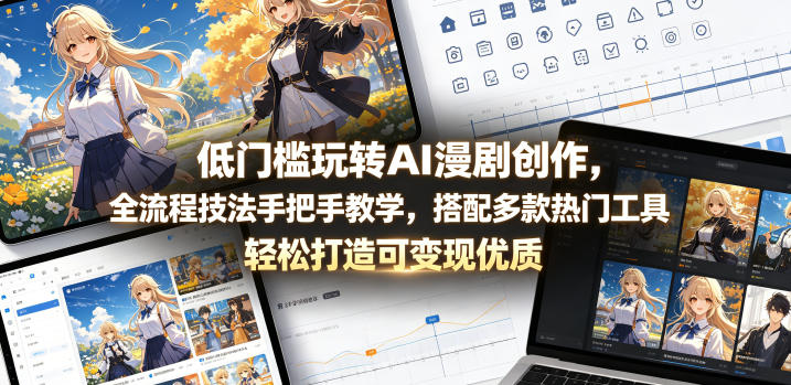 低门槛玩转AI漫剧创作，全流程技法手把手教学，搭配多款热门工具，轻松打造可变现优质作品-创业网 - 最新网络创业项目与实战营销教程平台 | cye.cc