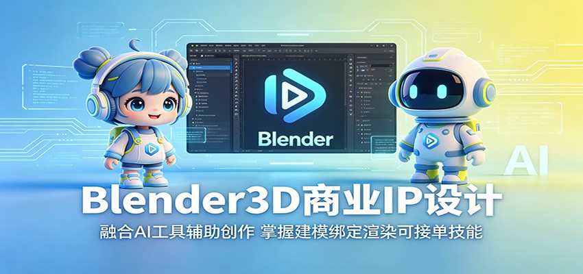 Blender3D商业IP设计：融合AI工具辅助创作，掌握建模绑定渲染可接单技能-创业网 - 最新网络创业项目与实战营销教程平台 | cye.cc