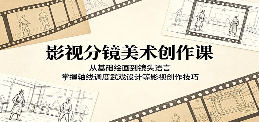 影视分镜美术创作课：从基础绘画到镜头语言，掌握轴线调度武戏设计等影视创作技巧-创业网 - 最新网络创业项目与实战营销教程平台 | cye.cc