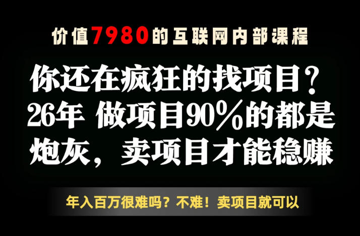 26年请不要疯狂的找项目了，卖项目远比你想象的暴利，你也可以月入10W+【揭秘】-创业网 - 最新网络创业项目与实战营销教程平台 | cye.cc