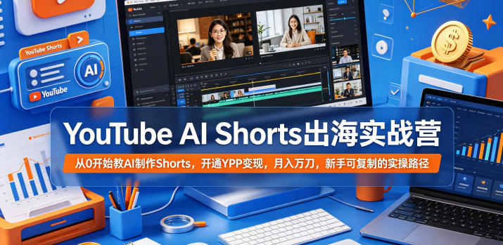 YouTube AI Shorts出海实战营，从0开始教AI制作Shorts，开通YPP变现，月入万刀，新手可复制的实操路径-创业网 - 最新网络创业项目与实战营销教程平台 | cye.cc