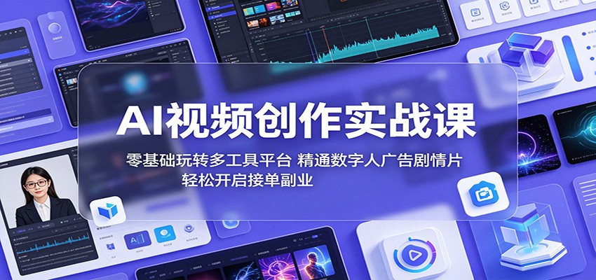 AI视频创作实战课：零基础玩转多工具平台，精通数字人广告、剧情片，轻松开启接单副业-创业网 - 最新网络创业项目与实战营销教程平台 | cye.cc