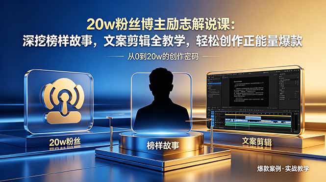 20w粉丝博主励志解说课：深挖榜样故事，文案剪辑全教学，轻松创作正能量爆款-创业网 - 最新网络创业项目与实战营销教程平台 | cye.cc