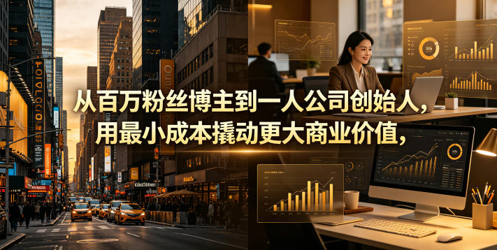 从百万粉丝博主到一人公司创始人，用最小成本撬动更大商业价值-创业网 - 最新网络创业项目与实战营销教程平台 | cye.cc