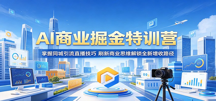 AI商业掘金特训营：掌握同城引流直播技巧，刷新商业思维解锁全新增收路径-创业网 - 最新网络创业项目与实战营销教程平台 | cye.cc
