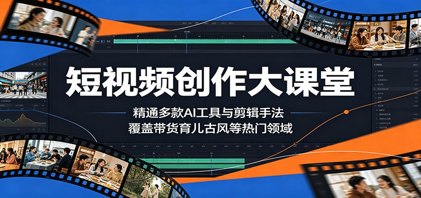 短视频创作大课堂：精通多款AI工具与剪辑手法，覆盖带货、育儿、古风等热门领域-创业网 - 最新网络创业项目与实战营销教程平台 | cye.cc