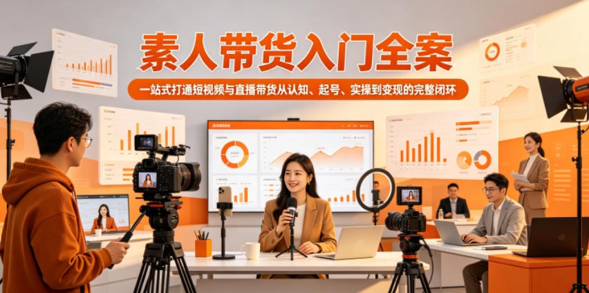 素人带货入门全案，一站式打通短视频与直播带货从认知、起号、实操到变现的完整闭环-创业网 - 最新网络创业项目与实战营销教程平台 | cye.cc