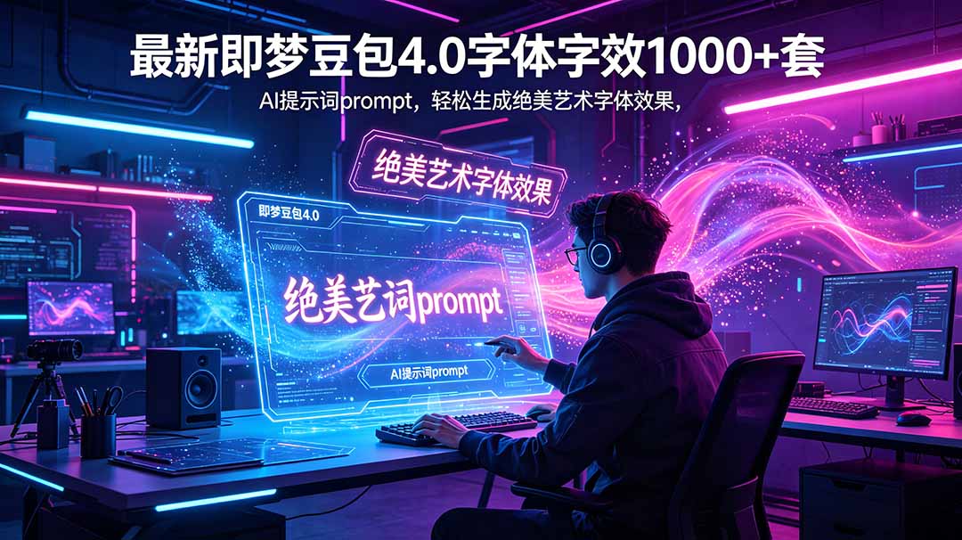 最新即梦豆包4.0字体字效1000+套，AI提示词prompt，轻松生成绝美艺术字体效果-创业网 - 最新网络创业项目与实战营销教程平台 | cye.cc